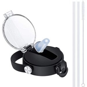 Silicone Straw lid for Hydroflask Wide Mouth Bottle,Straw Lid Flexible Black-NWT